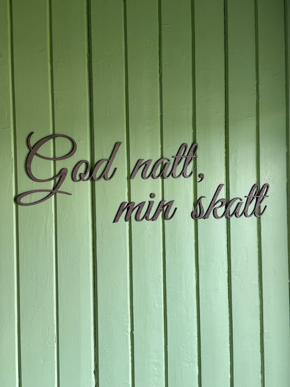 God natt, min skatt- veggpynt i tre
