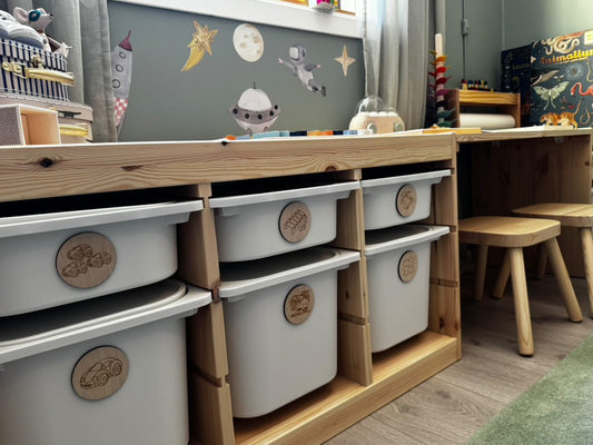 Lekekassemerker i tre