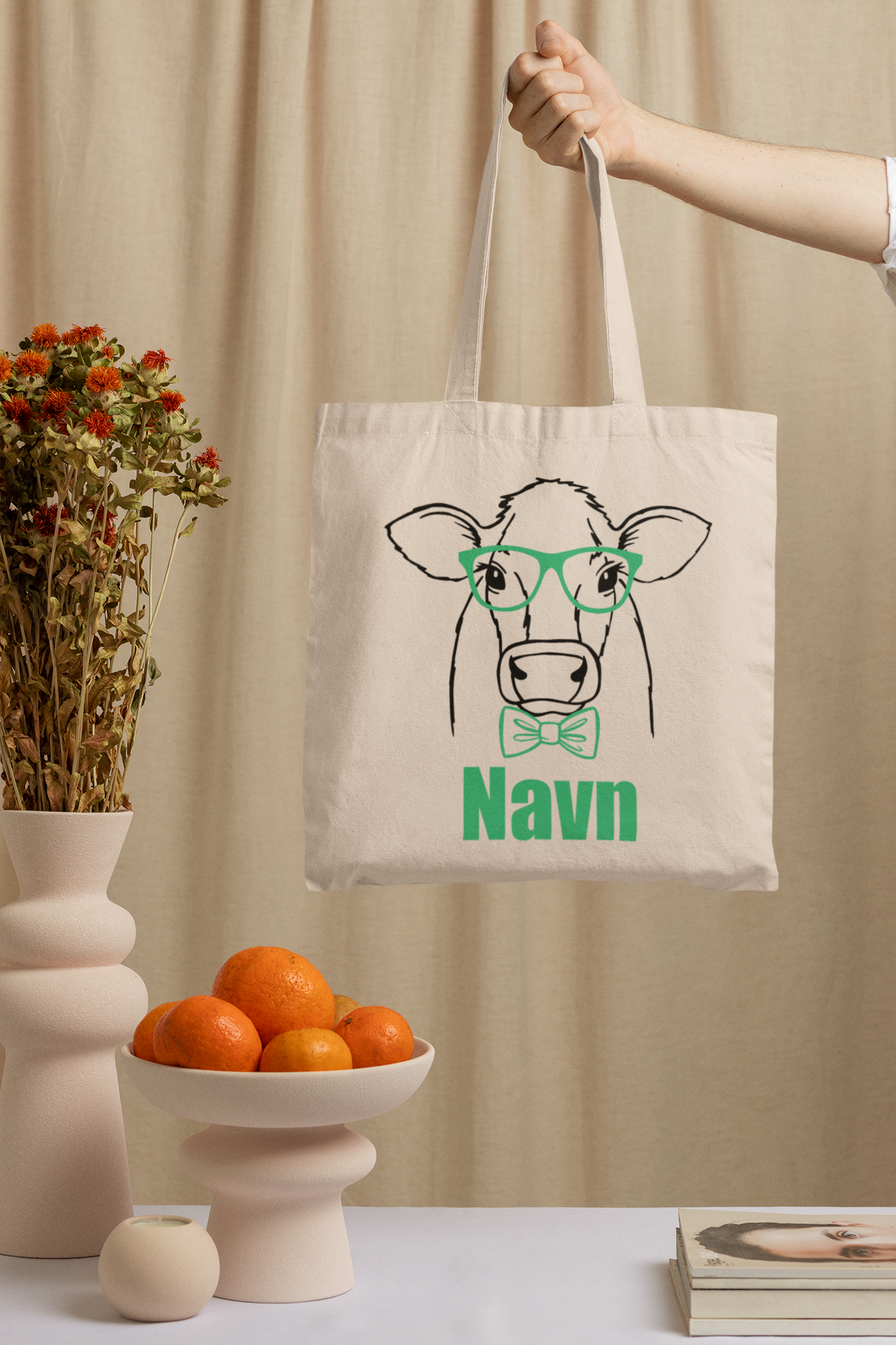 Personlig tøynett med ku og navn
